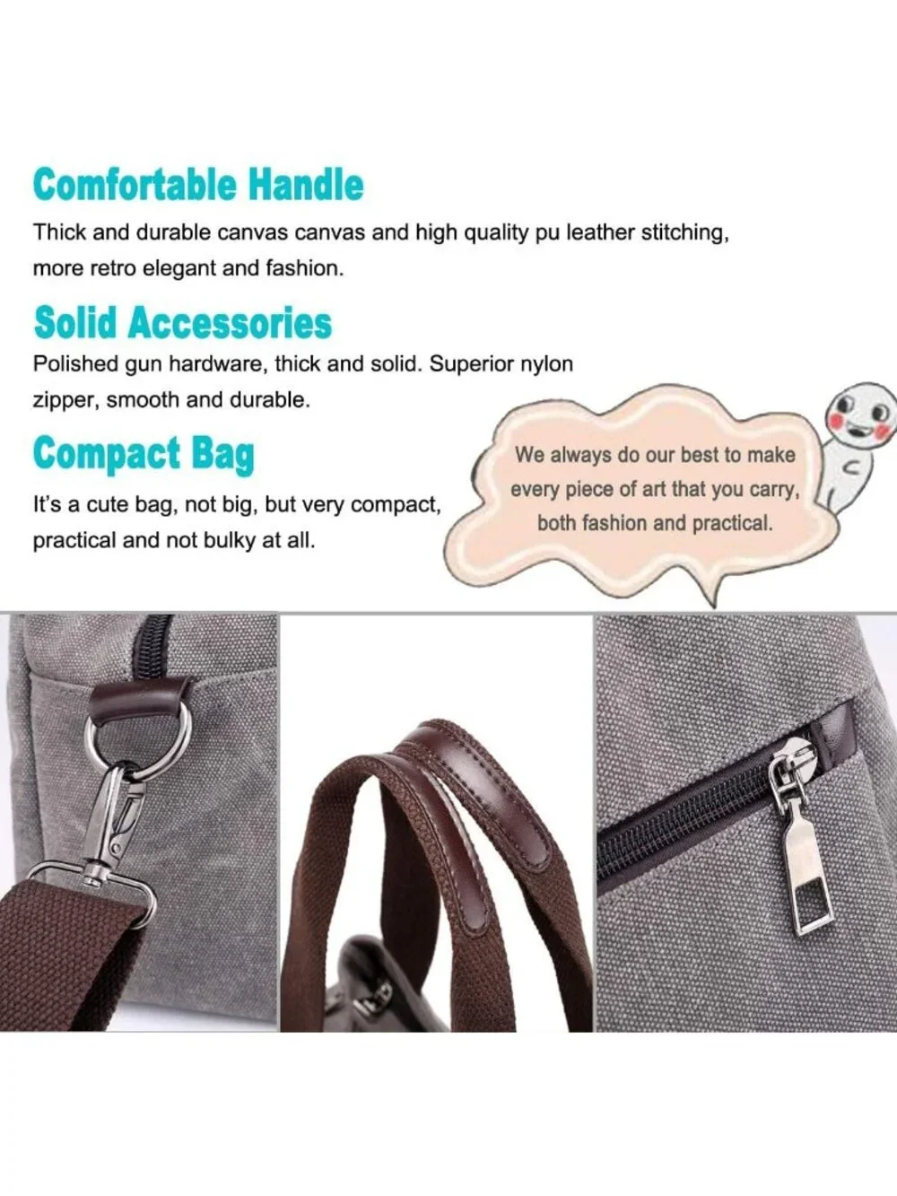 Stylish Canvas Crossbody Handbag for Women | Multi-Compartment Tote Satchel